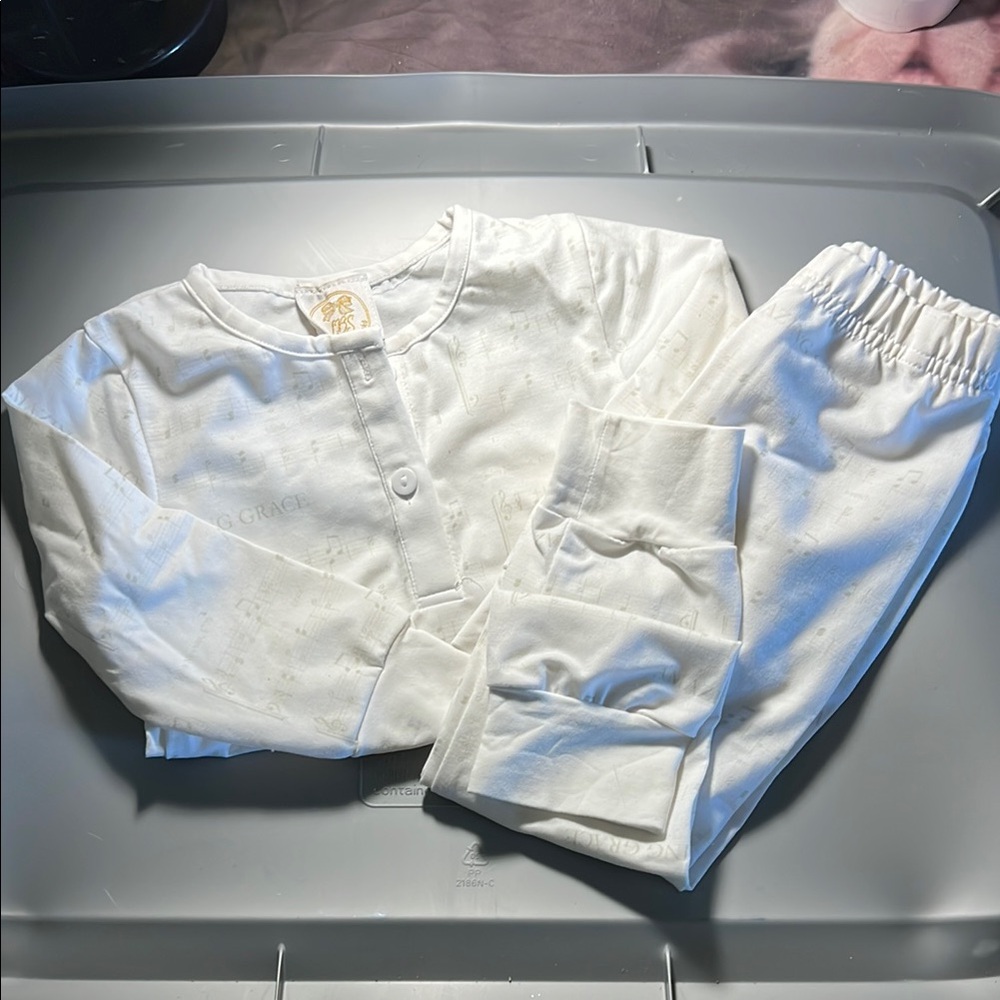 White Button-Up Amazing Grace Pajama Set